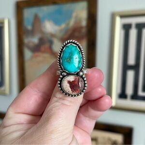 Mexican Fire Opal and Sonoran Turquoise Ring